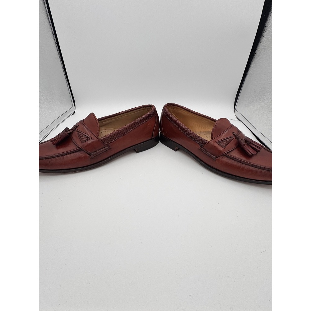 Allen Edmonds Maxfield Burgundy Leather Tassel Loafers Mens 10.5 E Woven 3336 - Picture 5 of 8